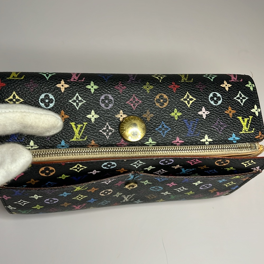 Louis Vuitton Black Multicolor Mini Monogram Sarah Wallet - Picture 14 of 16